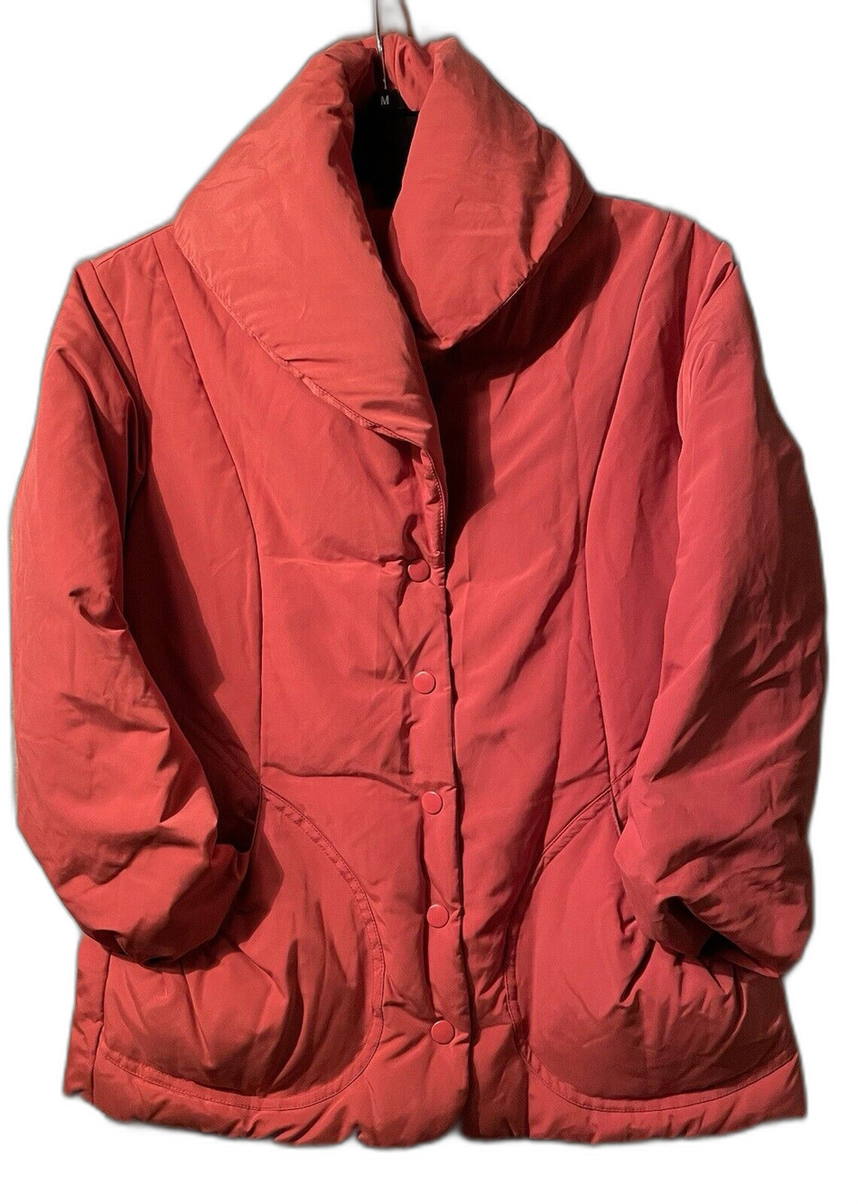 Talbots Puffer Coat Women’s Size Small Red Snaps Pockets